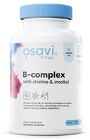 OSAVI Osavi B–Complex with Choline & Inositol – 120 Vegan Capsules | Complete B–Vitamin Support for Energy, Nervous System & Mental Performance | with VitaCholine® | Clean Label | Vegan–Friendly