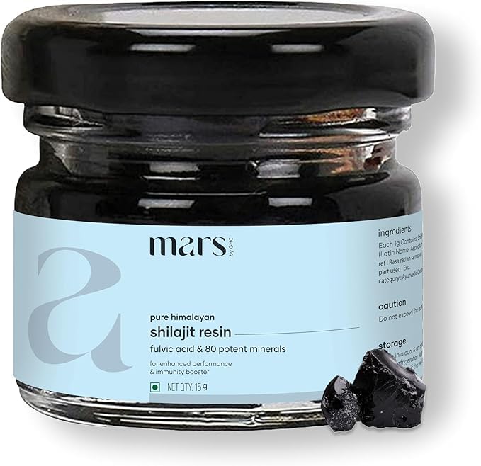 mars by GHC Mars Pure Himalayan Shilajit Resin Powered by Ashwagandha - 15g | Sourced Directly from India | 75%+ Fulvic Acid | Enhances Strength, Stamina & Immunity | Pack of 1