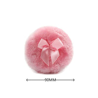 Dawwoti 4 Pcs Fluffy Plush Powderpuff Soft Face Powder Puff Bowknot Dry Powder Puff for Face and Body Powder