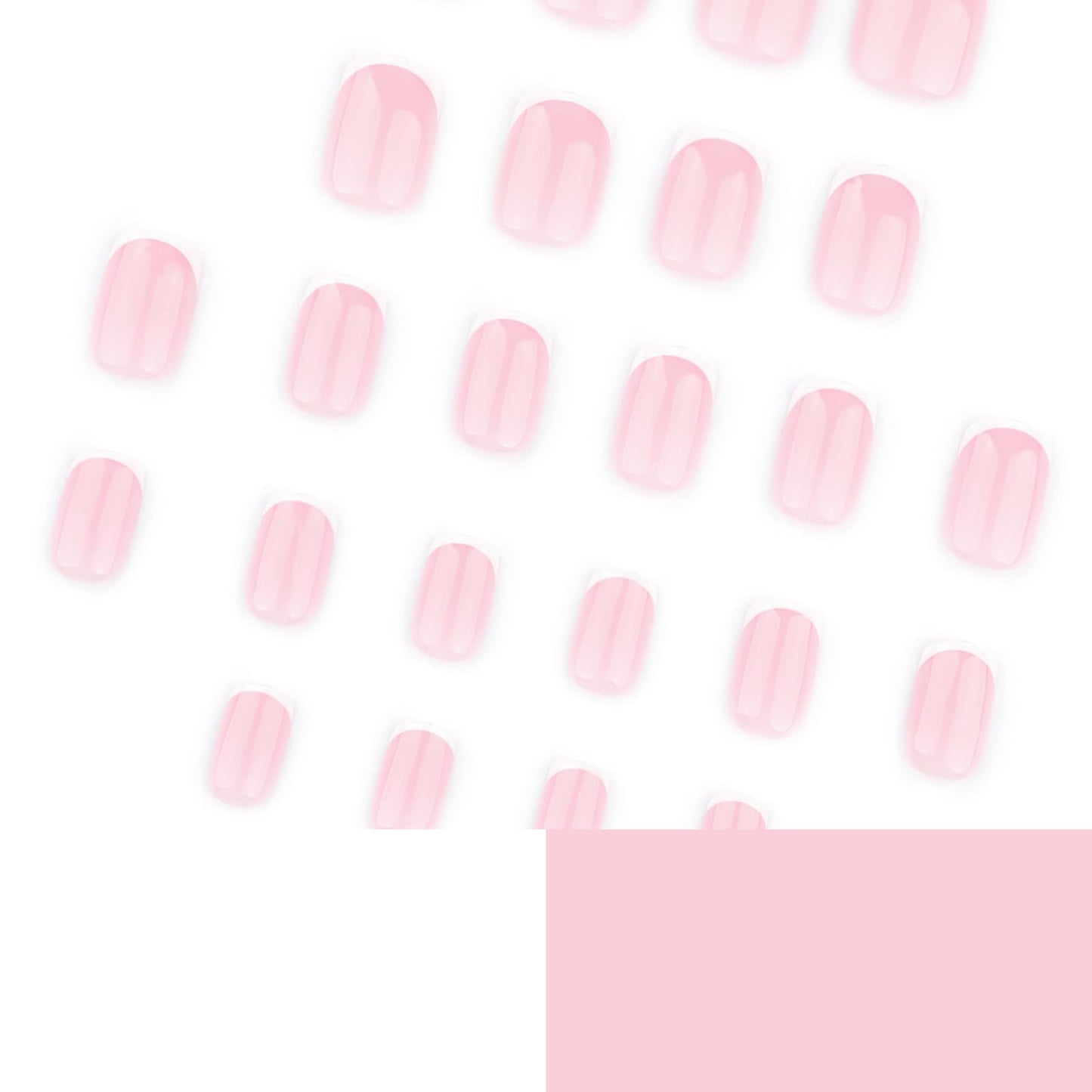 EONFAVE Square Short French False nail - 24Pcs Press on Tips with Glue - White Tip Stick on nail for Women Girls