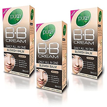 NEW PURE B.B DAILY ALL IN ONE BLEMISH BALM (MEDIUM) 30ml (pack of 3)