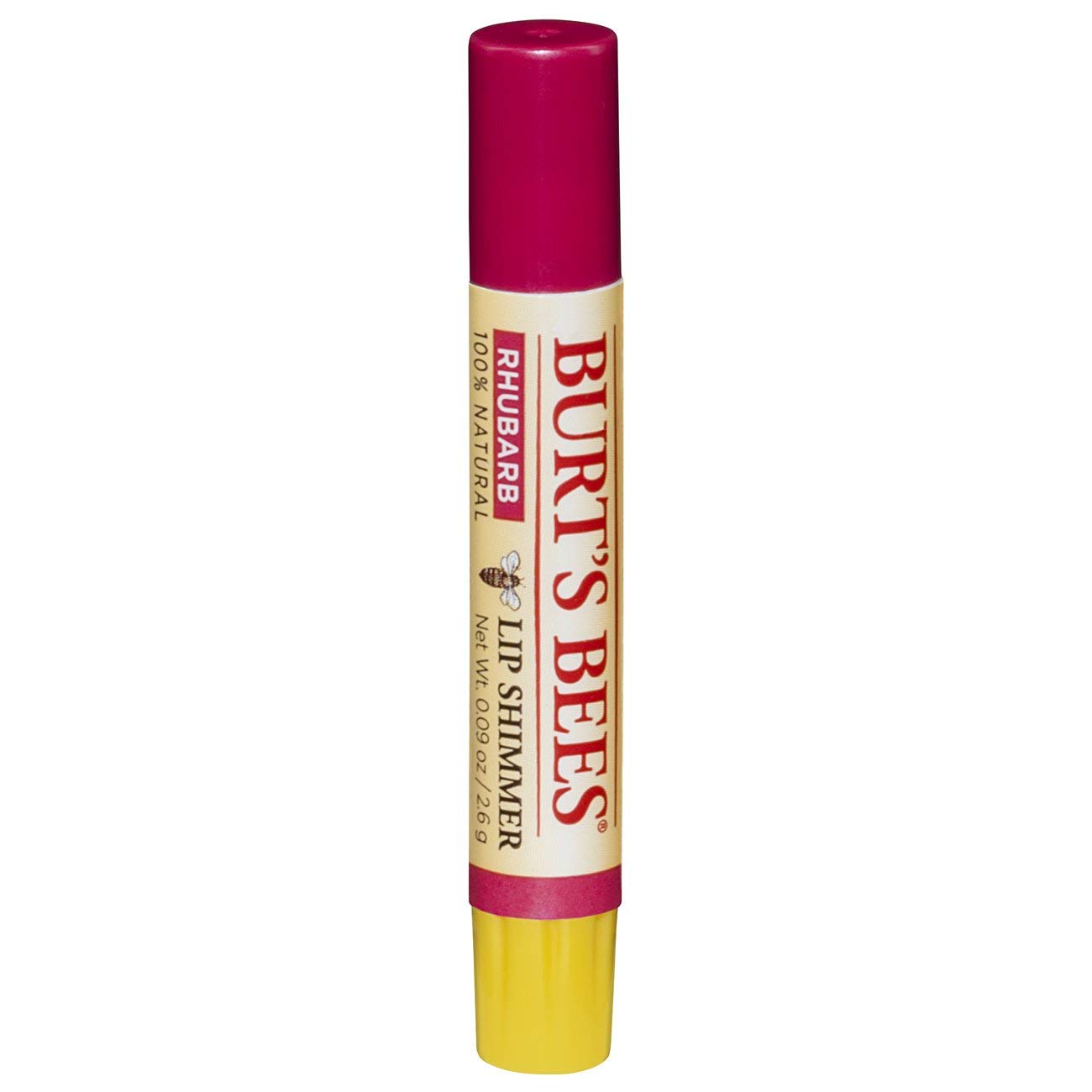 Burt's Bees 100% Natural Moisturising Lip Shimmer, Rhubarb with Shea Butter, Beeswax and Vitamin E, 2.6g