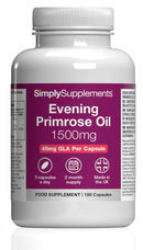 Simply Supplements Evening Primrose Oil 500mg | 180 Capsules | Cold Pressed Soft Gel Capsules | Contains Rich Concentrations of Gamma Linolenic Acid (GLA)