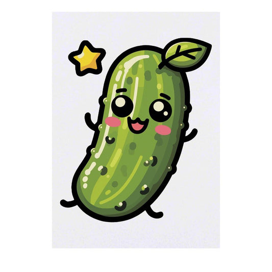 Azeeda 'Cute Kawaii Pickle' Temporary Tattoo - Water Resistant, Skin-Safe, Non-Toxic Transfer (TO00075821)
