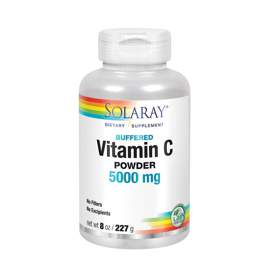 SOLARAY Vitamin C Crystalline 5000mg | Buffered Powder for Gentle Digestion | Healthy Immune Function, Collagen Synthesis & Antioxidant Support | 8 oz