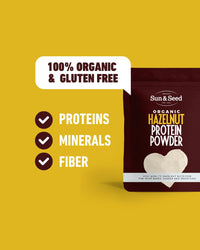 Sun & Seed Organic Hazelnut Protein Powder 300g – Cold-Pressed & Stone-Ground – High Protein, High Fibre, Low Fat – Rich in Vitamin E, Manganese & Copper – Vegan, Gluten-Free – Baking & Smoothies