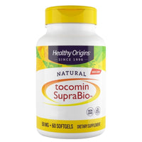 Healthy Origins, Natural Tocomin SupraBio, 50mg, 60 Softgels, Laboratory Tested, Vitamin E, Gluten Free, SOYA Free, Non-GMO