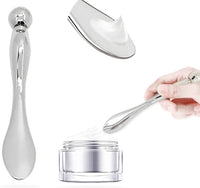 OHEETU 3Pcs Silver Metal Eye and Face Cream Applicators Makeup Cream Spoon Roller Stick T-Shaped Eyes Facial Massager Sticks Cosmetic Skin Care Tools
