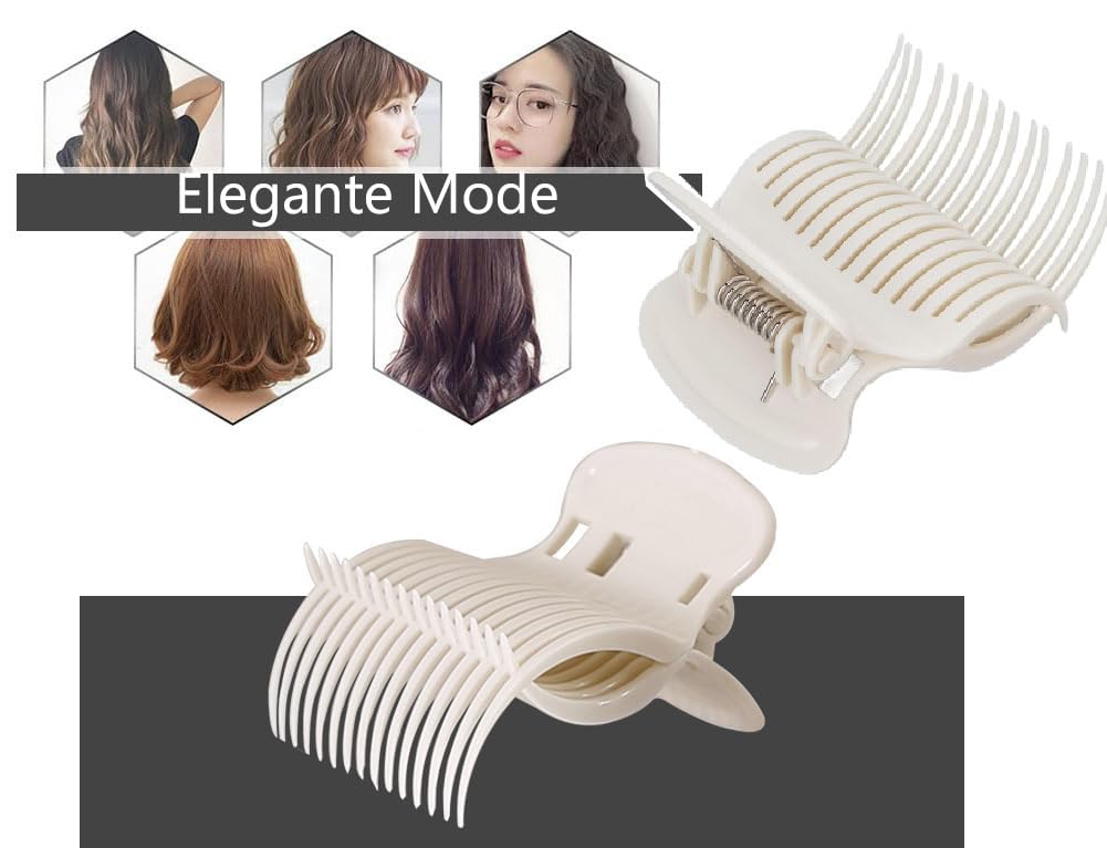 LATRAT Hot Roller Clips, 12 Pieces, Plastic, White, Unisex, 12 Count, Hair Securing, Women & Girls