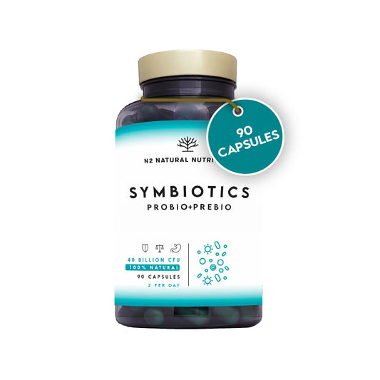 Pre and Probiotics for Gut Health. Probiotic Complex with 40 Billion Probiotic Bacteria. Probiotics for Intestinal Flora and Relief of Digestive Discomfort. 30 Capsules. N2 Natural Nutrition.