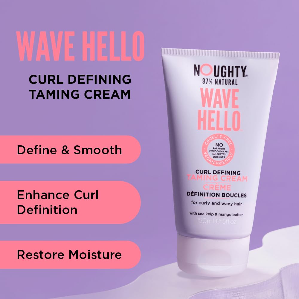 Noughty 97% Natural Hey Curl Scrunching Jelly and Wave Hello Curl Taming Cream Duo, Curl Defining Sulphate Free Vegan Hair Care Set Vitamin Rich Formula for Curly & Wavy Hair, 250ml and 150 ml