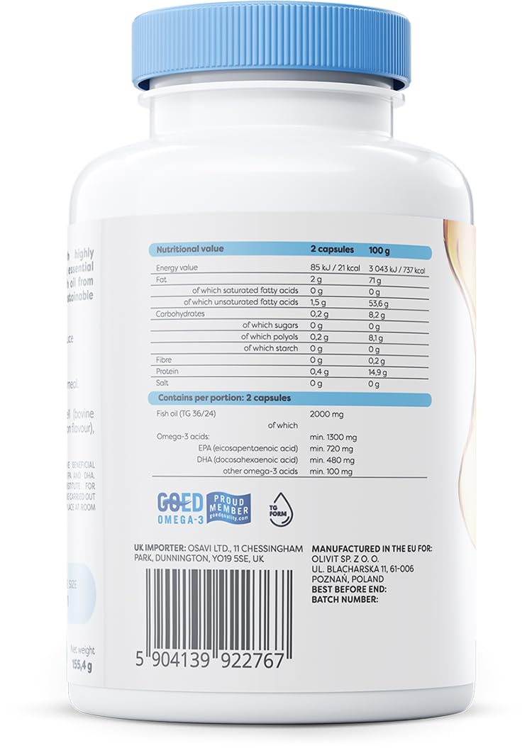 Osavi Omega-3 Extra Molecularly Distilled, 1300mg (Lemon) - 120 softgels