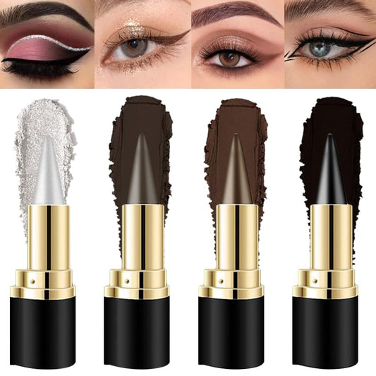 HOPHAT 4PCS Eyeliner Cream Set - Black Smoky Eyeshadow Pencil Set, Highly Pigmented Long Lasting Smudge-proof Shimmer Cream Eyeshadow Pen for Women (#4PCS)