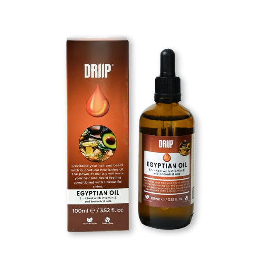 DRIIP Egyptian Hair & Beard Oil Treatment - Enriched with Vitamin E &14 Natural Oils with Biotin - Nourishing Strengthening & Conditioning Hair Growth Oil for Men & Women - Vegan Cruelty Free - 100ml