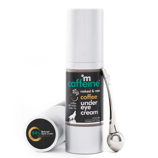 mCaffeine Eye Cream for Dark Circles & Puffy Eyes | WIth Coffee & Vitamin E for Under Eye Skin Treatment | Free Application Roller | For Men & Women - 30ml