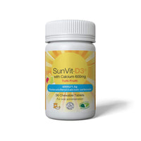 SunVit-D3 Vitamin D3 400IU with Added 600mg Calcium Tutti Frutti Tablets - Calcium and Vitamin D Tablets Support The Maintenance of Bone, Teeth, Muscle & Immune System - 60 Chewable Calcium Tablets