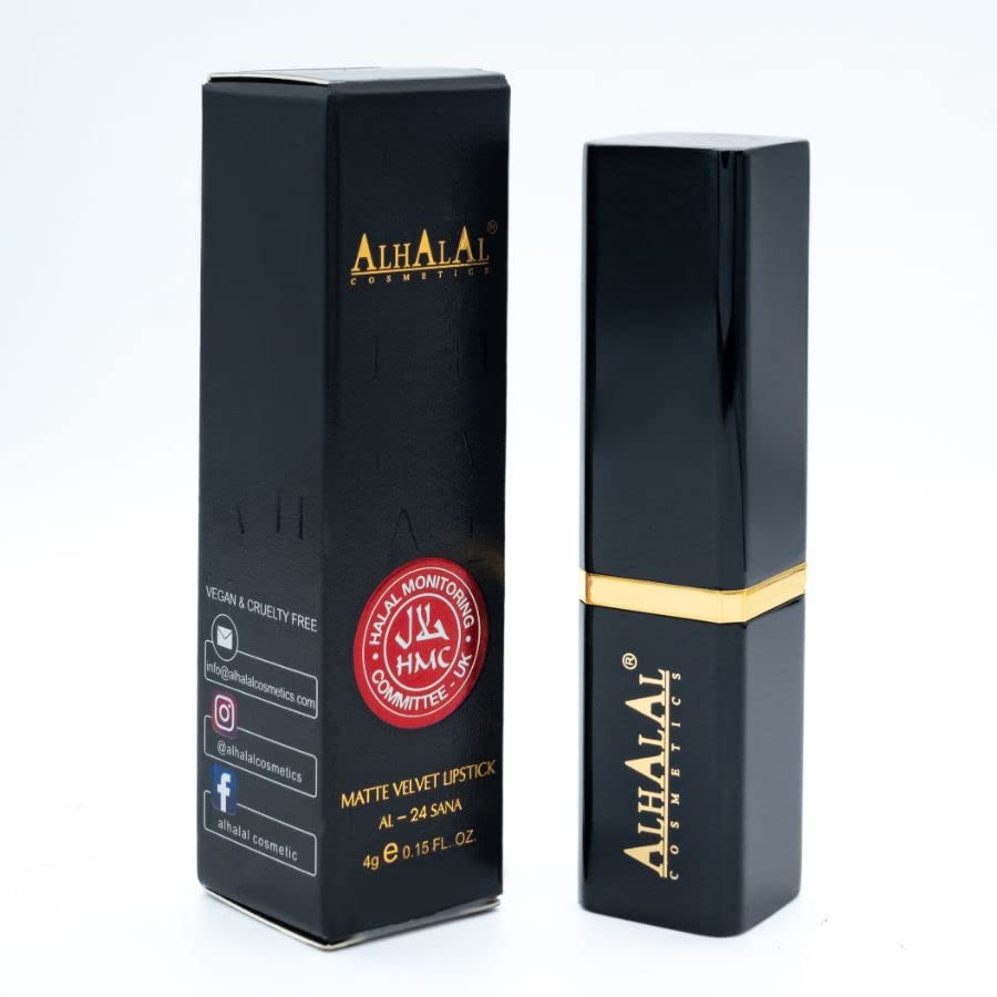 ALHALAL COSMETICS Halal MATTE VELVET LIPSTICK Long Lasting up to 16h Vegan and Cruelty-Free (AL-24-SANA)
