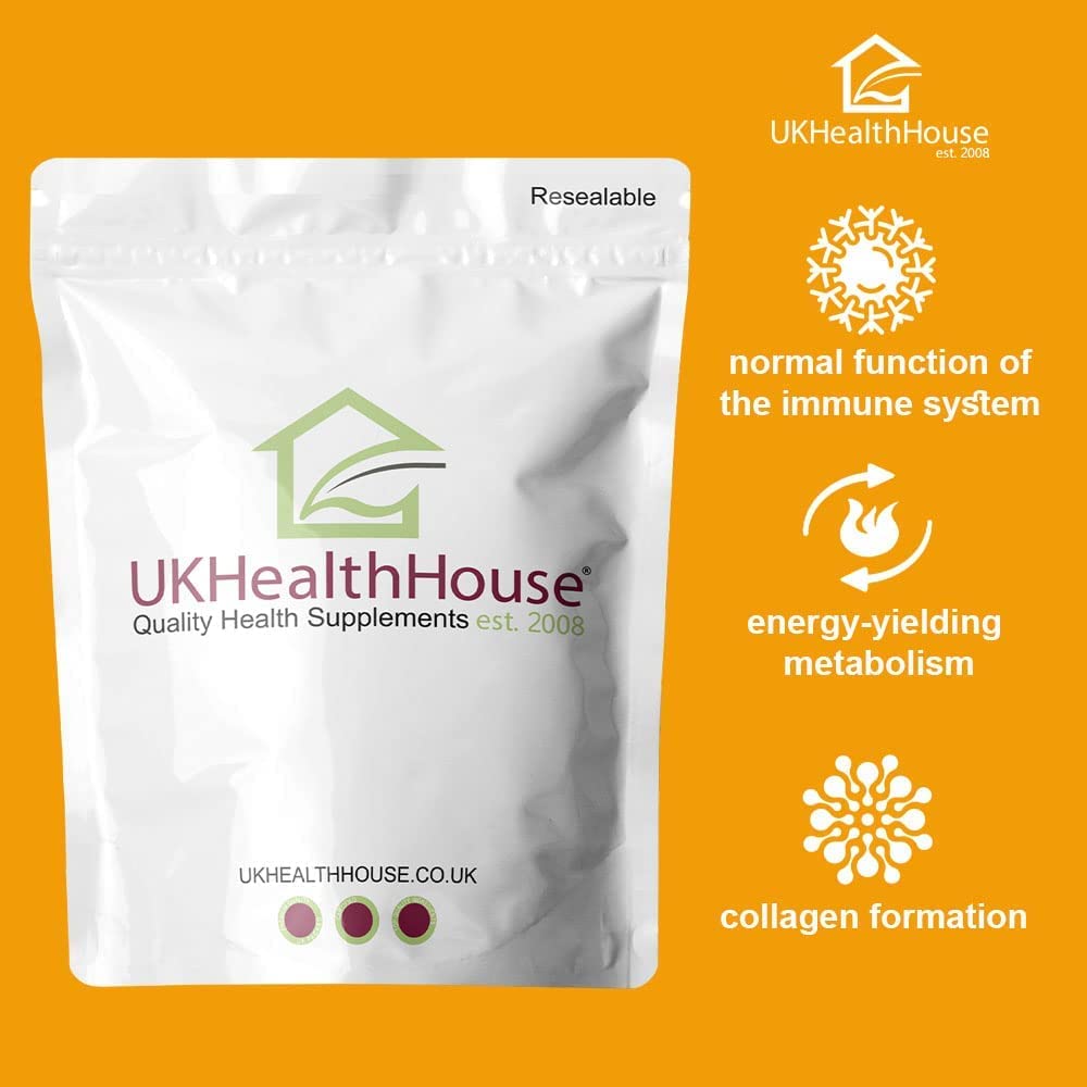 UKHealthHouse Vitamin C 500mg Chewable 240 Tablets Immune Support Orange Flavour High Strength Antioxidant Contributing to The Reduction of Tiredness