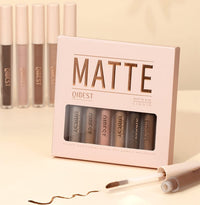 HQDA 8 Colours Matte Liquid Eyeshadow Set Velvet Highly Pigmented Smokey Black Nude Eyeshadow Long Lasting Quick Drying Eye Shadow Make Up Kits (Set A)