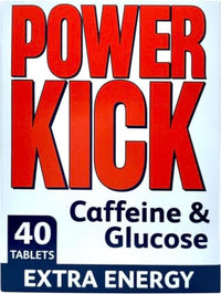 Chinoxia Powerkick Extra Energy Caffeine and Glucose Tablets x 40 - Pack of 6 (240 tablets total)
