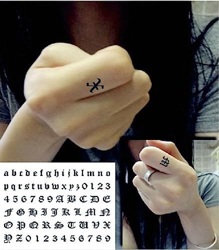 ZEALMAX 4 Sheets Gothic Number and Letter Tattoo Stickers, Small Removable Fake Tattoos DIY Name Freely Combined