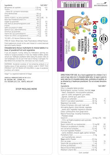 Solgar Kangavites Bouncing Berry Complete Multivitamin and Mineral Formula Chewable Tablets - Pack of 60-28 Active Ingredients - Supports a Healthy Lifestyle - Vegan and Gluten Free