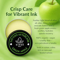 Kenko Beauty Tattoo Aftercare 30g | Keeps Tattooed Skin Hydrated & Bacteria Free! | Vegan and Organic Tattoo Cream (Green Apple)
