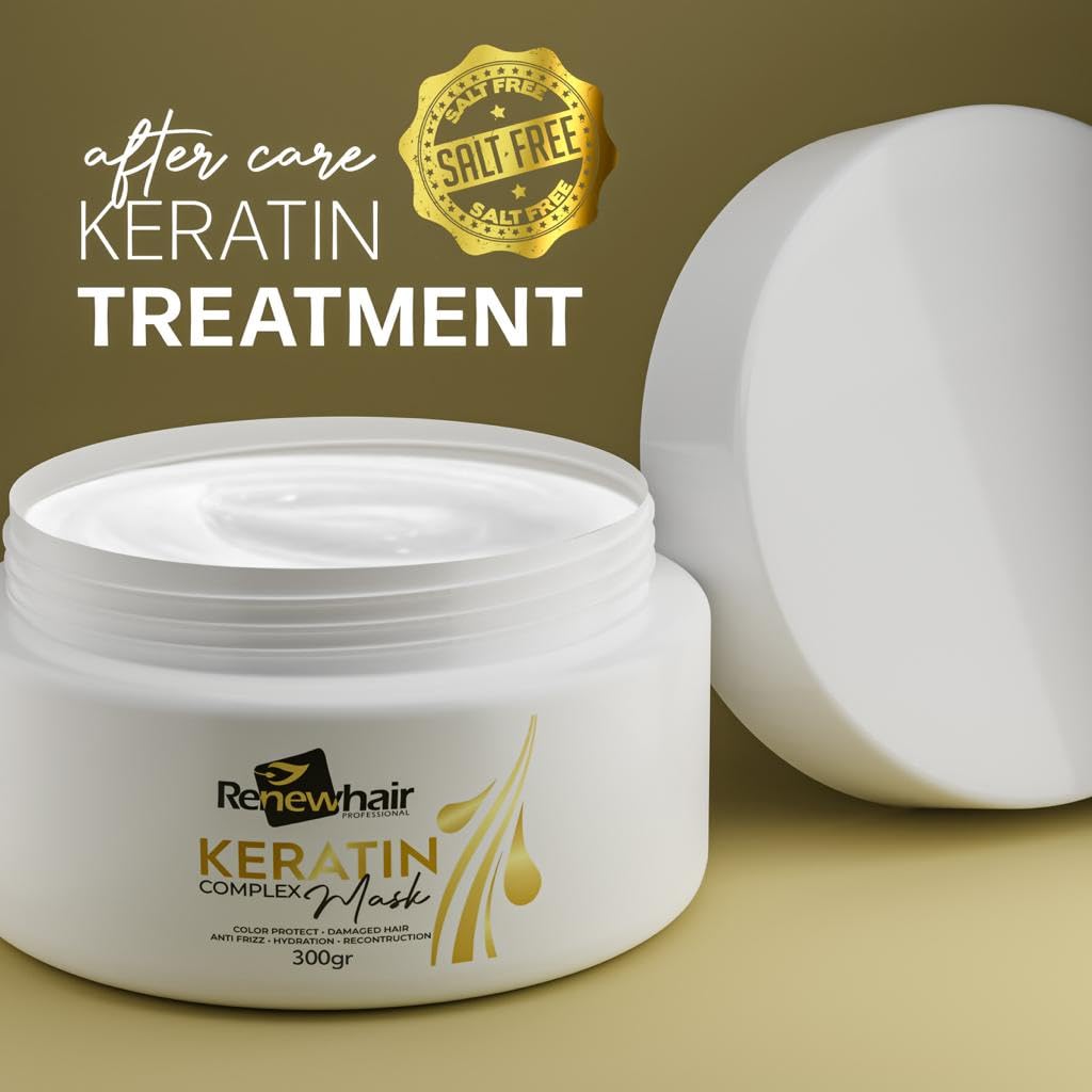 RENEW HAIR PROFESSIONAL Renew Hair Professional Keratin Hair Mask – 300g Restorative Treatment | Anti-Frizz | Volume Control | Color & Heat Protection | Vegan