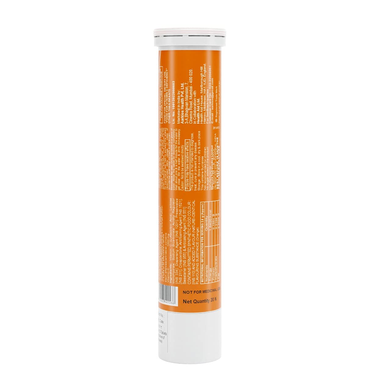 HealthAid Vitamin C 1000mg Effervescent Orange Flavour, 20 Tablets