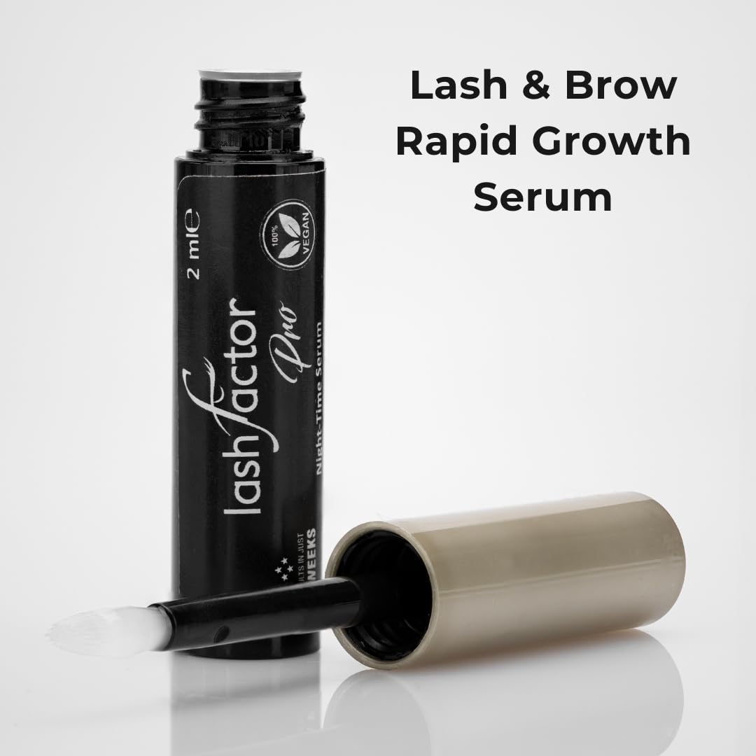 Lashfactor Pro - Lash & Brow Rapid Growth Serum - Eyebrow Serum for Thicker, Healthier Brows & Lash - Eyebrow Growth Serum Fuller Thicker Lashes & Brows - Lash and Brow Daily Care, 2ml (Pack of 2)
