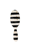 Rock & Ruddle Natural Pure Boar Bristle Hair Brush for Women & Kids (Small/Travel Size, 17.5cm) - Wet & Dry Hair, Detangling Smoothing Blowdrying - Designed & Made in UK - Black and White Stripes