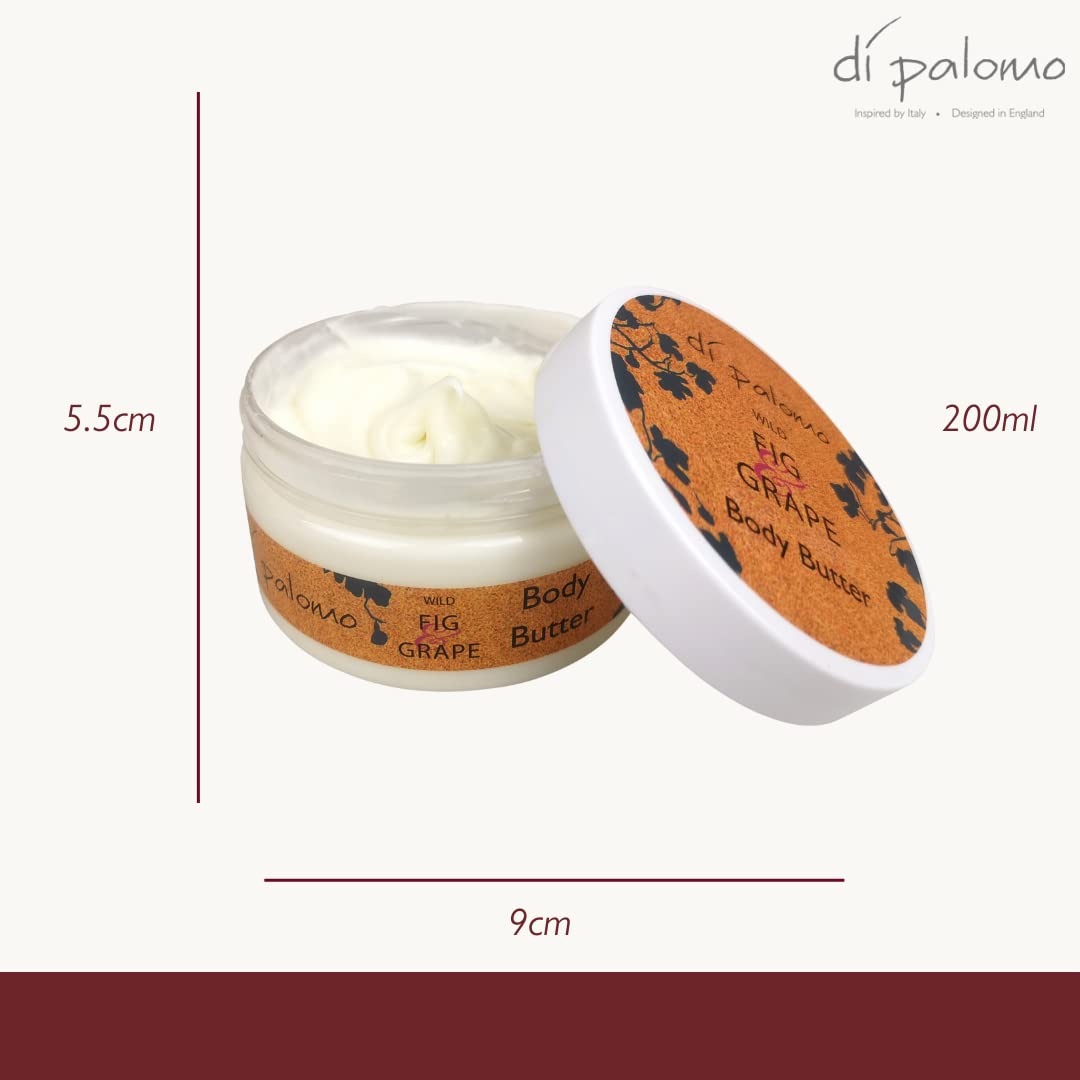 Di Palomo Body Moisturiser Lotion | Wild Fig & Grape Body Butter 200ml | Luxurious Shea Butter Moisturiser for Dry Skin | Vegan Body Lotion for Women | Hydrating Skincare Gift