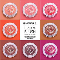 Phoera PHOERA Makeup Face Cheek Blush Cream Matte Blusher Super blend-able Sweat-Resistant Pressed Foundation Non_Greasy Palette AQUAPURITY (102 PEACH)