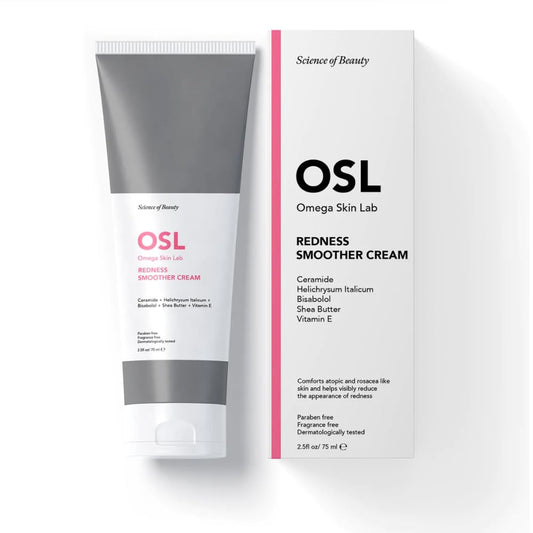 OSL Omega Skin Lab OSL Redness Smoother Cream 75ML - Skin Care Solution with Vitamin E, Shea Butter, Bisabolol, Helichrysum Italicum, Ceramide - Tinted Moisturiser and Colour Correcting Formula