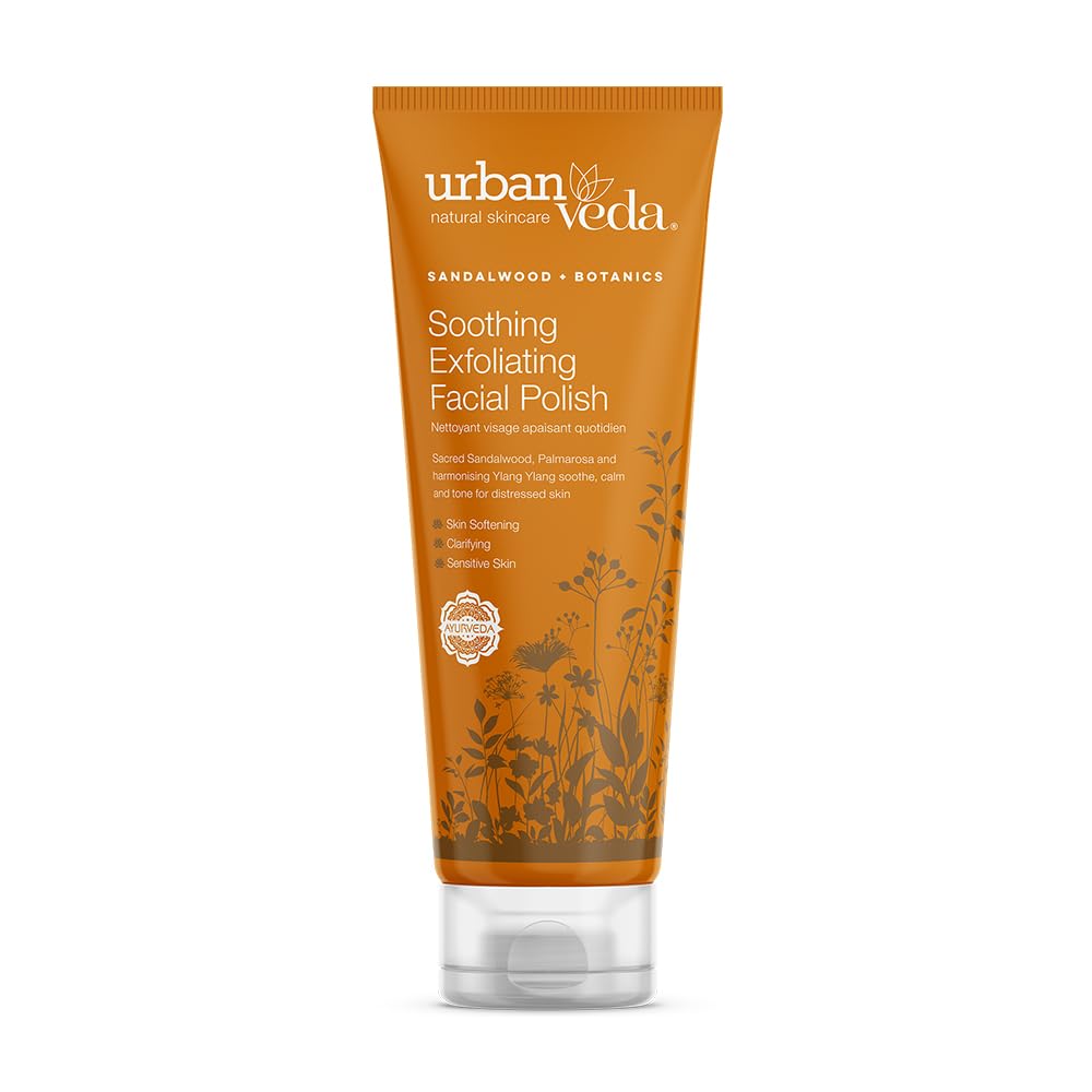 Urban Veda Soothing Exfoliating Face Scrub |For Mature & Sensitive Skin |Contains Sandalwood, Clary Sage & Natural Volcanic Pumice|Gentle Face Scrub For Women|Mens face scrub|Blackhead Removal |125 ML