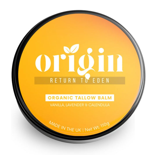 Origin - Organic Beef Tallow Skin Care Balm. Barrier skin food for dry skin, eczema, rosacea, menopausal. Body lotion, hand and face cream, adults and baby. (Vanilla, Lavender & Calendula)