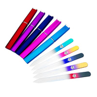 Bona Fide Beauty 5-Pack Czech Glass Nail File with Case Set - Professional Crystal Nail Files for Natural Nails (Multicolor). Thoughtful Gifts, Reusable Nail Files
