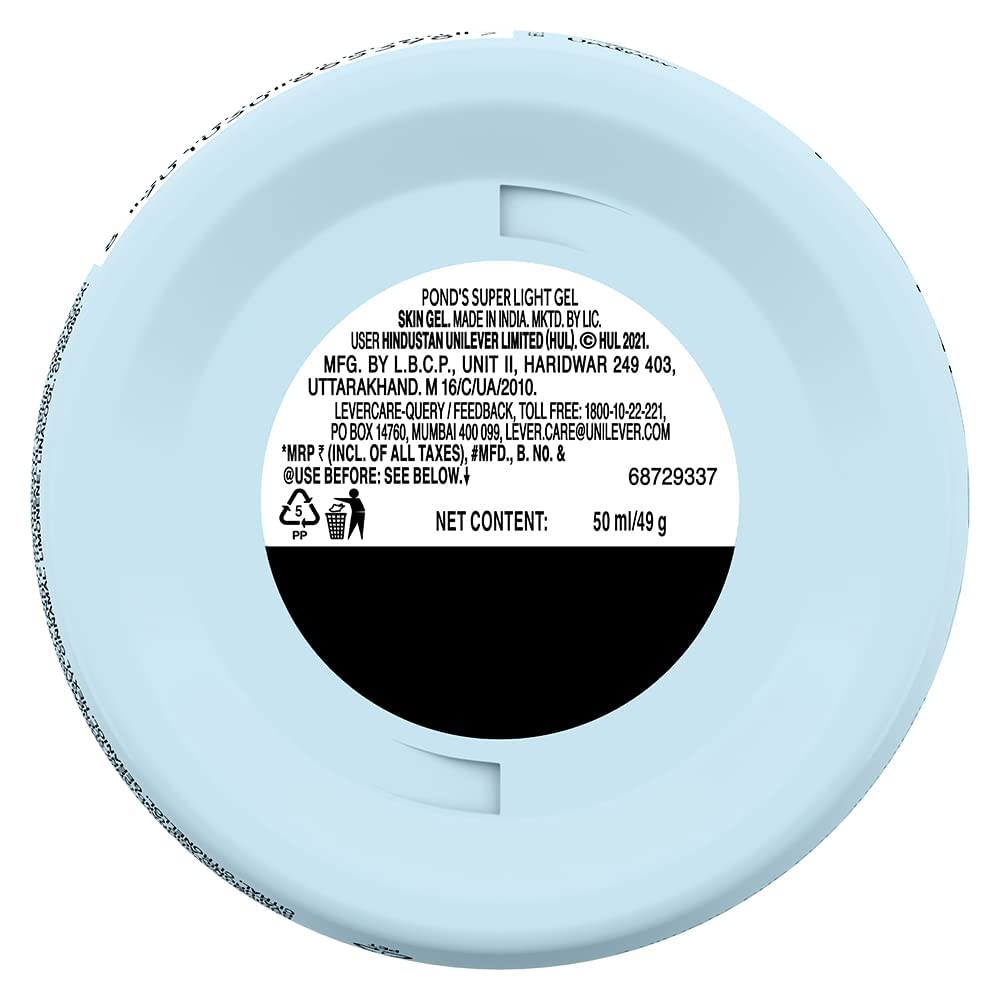 Loman PONDS Super Light Gel Oil Free Face Moisturizer 49 g, With Hyaluronic Acid & Vitamin E for Fresh Glowing Skin & 24 hr Hydration - Daily Use