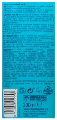 Mask Hydra Hyaluronic Conditioner 200 ml. normal to dry hair with Hyaluronic Acid, Niacinamide and Provitamin B5. Deliplus