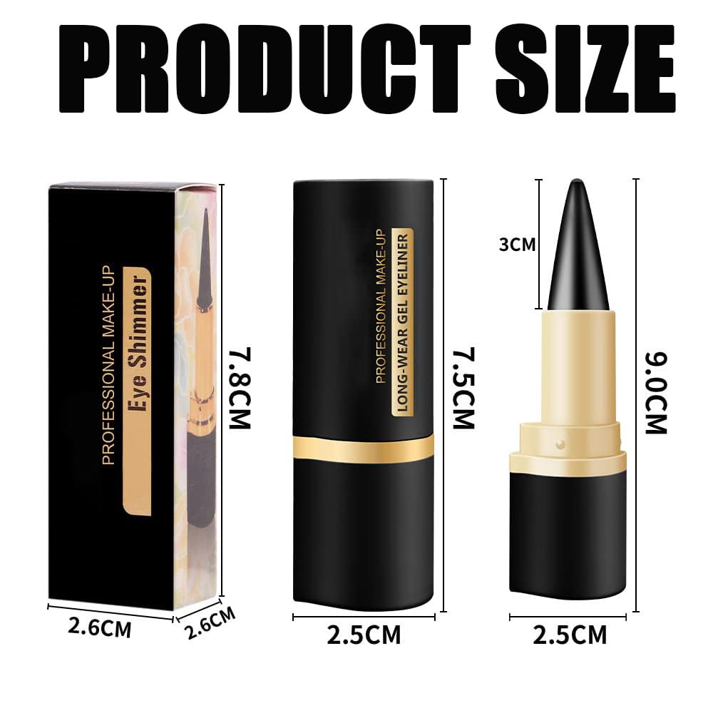 EHIOG Black Eyeliner, Dry Smudge Proof Eyeliner, Eyeliner Pen Gel, Waterproof Smudge-proof Lasting Makeup for Create All Eye Shapes Liner