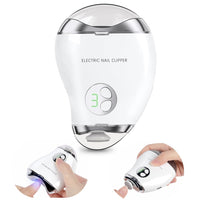 LOPHE Electric Nail Clipper, Double-Headed Cute Mango Shape Trimmer and Polisher 2-in-1 With LED Light Rechargeable Noiseless with Nail Cutting Storage Safe Nail Clipper for Baby, Kids, Elderly