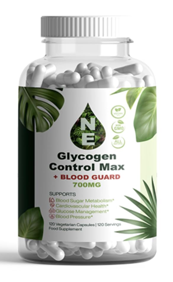 N E Glycogen Control Max| Glyco Care and Guard| Vegan | Natural Supplement| 120 Capsules| 700mg |Gluten-Free| 120 Servings | 60 Days Supply| No Additives or Fillers