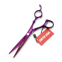 Smith King 6.0 inch Hair Scissors Set Hair Cutting Scissors & thinning Scissors with Razor&Comb in 1 Set (Violet)