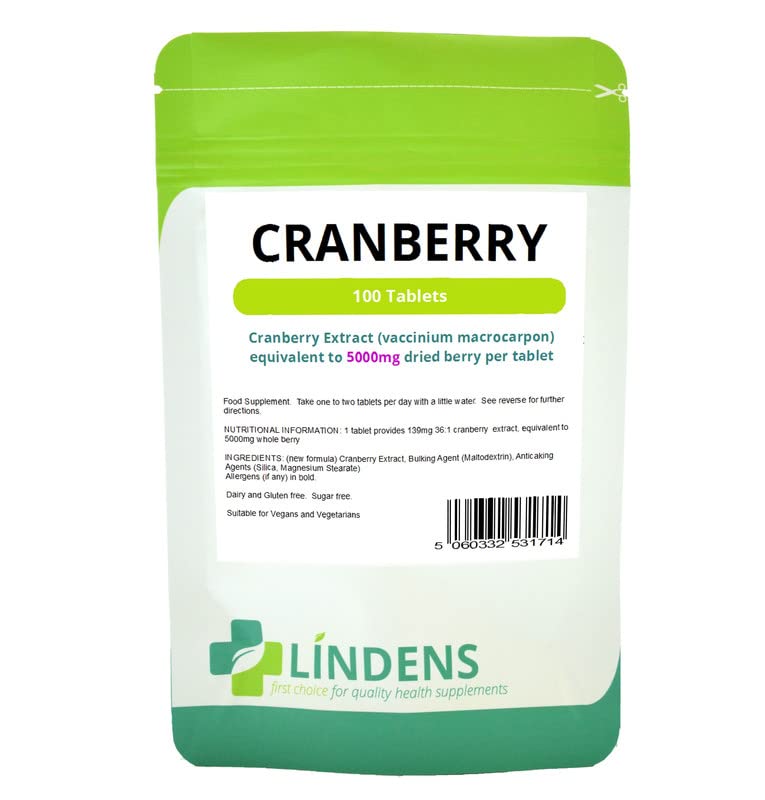 Lindens Cranberry 200 Tablets Double Pack 5000mg Equivalent Quality Supplement