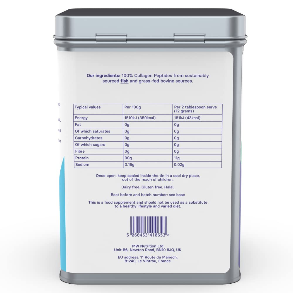 Motion Nutrition Collagen Powder (Unflavoured) - Complete Protein Source with Bovine and Marine Peptides Grass-Fed and Sustainably Sourced Ingredients