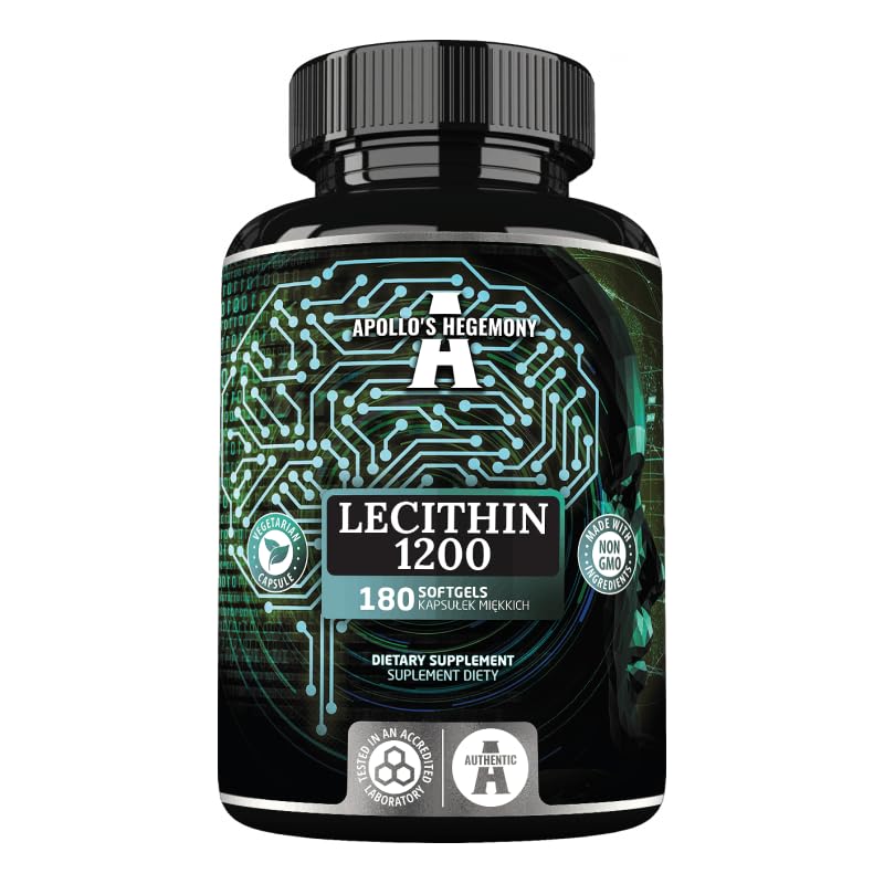 Lecithin 1200mg with Vitamin E - 180 Softgels - High Strength Soy Lecithin Supplement - 6 Months Supply - Laboratory Tested Lipid Lecithin Supplements - by Apollo's Hegemony