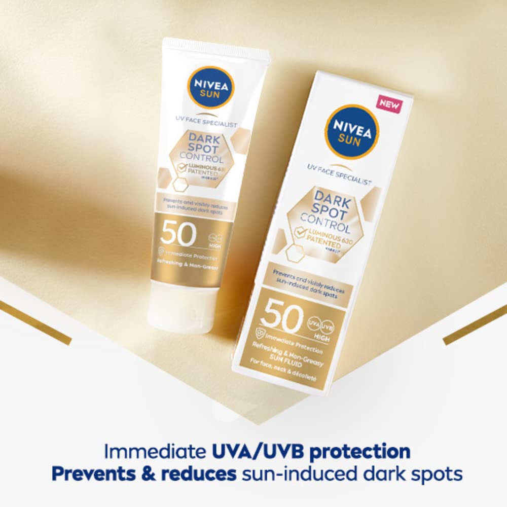 NIVEA Sun UV Face Specialist Dark Spot Control Fluid SPF50 (40ml), Protects Against Sun-Induced Dark Spots, with NIVEA LUMINOUS 630, Hyaluronic Acid, and Vitamin E