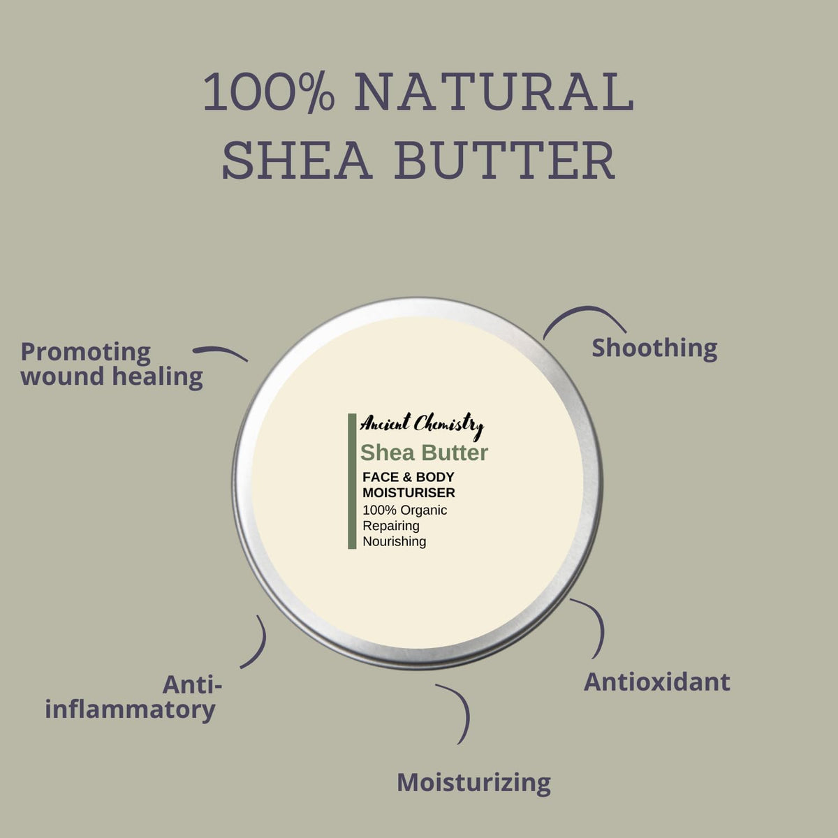 Ancient Chemistry 200ML Organic Shea Butter Moisturizer – 100% Pure and natural – Deep Moisturizing Body Butter for Dry Skin, Stretch Marks, Hair Care, and Anti-Aging