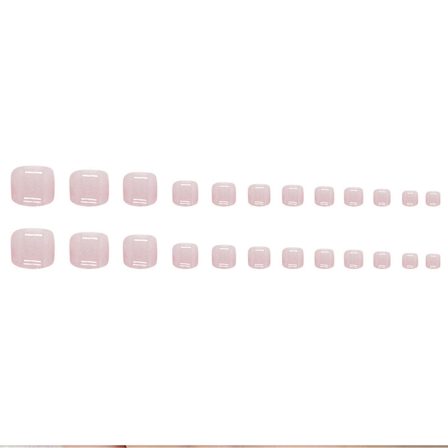 QUIWEN 24Pcs Pink White Gradient Press on Toenails Short Square Gradient False Toenails, French Pink White Fake Toe nails Summer Glossy Stick on Nails for Women