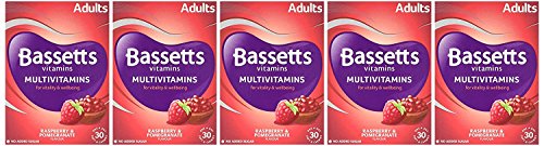 Bassetts Vitamins Bassetts Adults Raspberry and Pomegranate Flavour Soft and Chewy Multivitamins - Pack of 5, Total 150 Pastilles